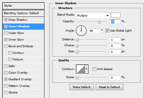 12 inner shadow for second background button How to Create Sleek Button Design in Photoshop