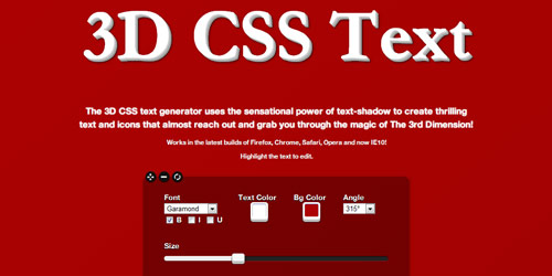 3d css text Collection of CSS3 Generators and Tools
