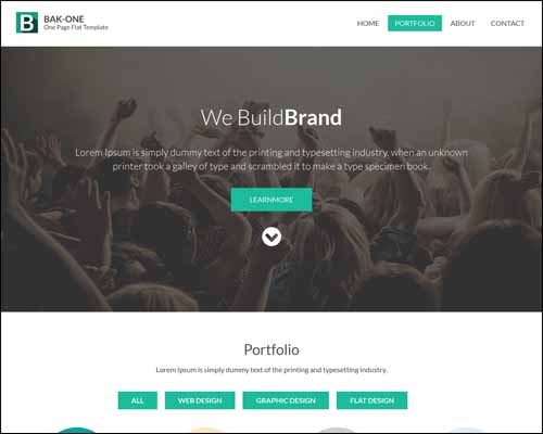 Bak One Single Page Flat Corporate Responsive Free HTML5 Template 20+ Best Free Responsive HTML5 / CSS3 Templates