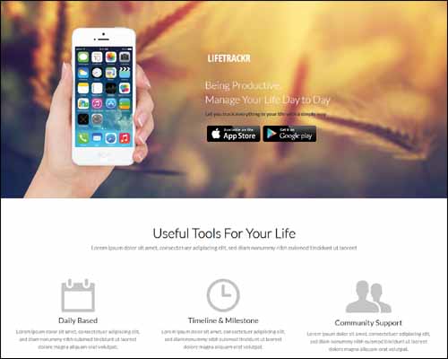 LifeTrackr a Landing Page Flat Responsive Free HTML5 Website Template 20+ Best Free Responsive HTML5 / CSS3 Templates