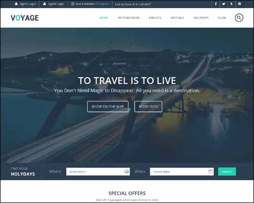 Voyage a Flat Travel Responsive Free HTML5 Website Template 20+ Best Free Responsive HTML5 / CSS3 Templates