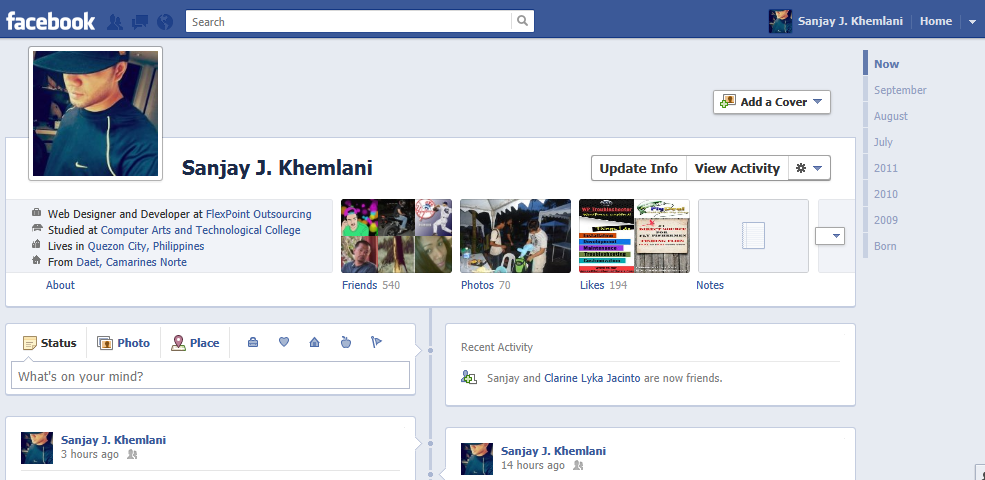 How to create your Facebook Timeline in your profile - Sanjay Khemlani