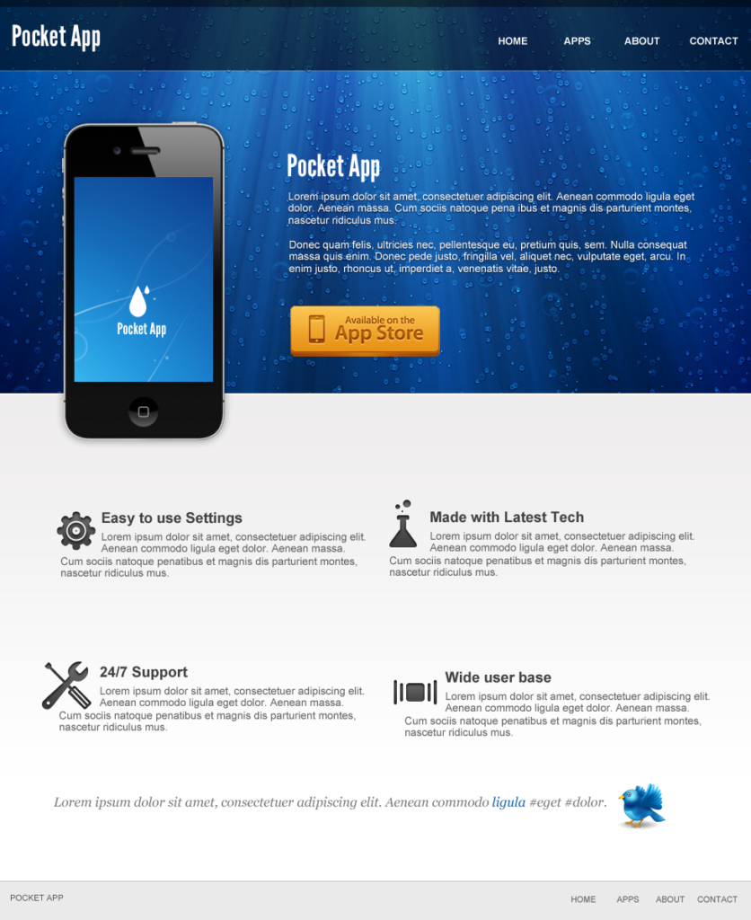 Iphone App Website in Photoshop